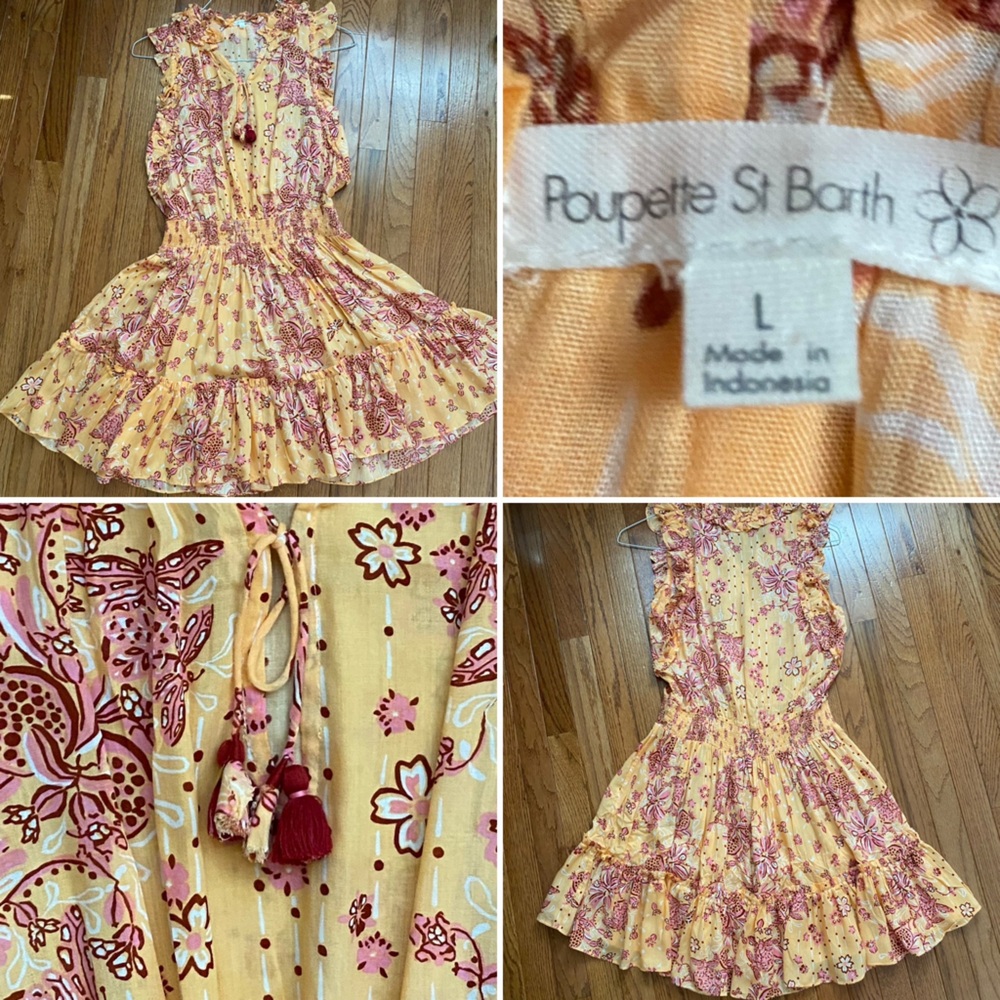 POUPETTE ST BARTH $320 Triny Floral Blouson Mini Dress LG EUC
